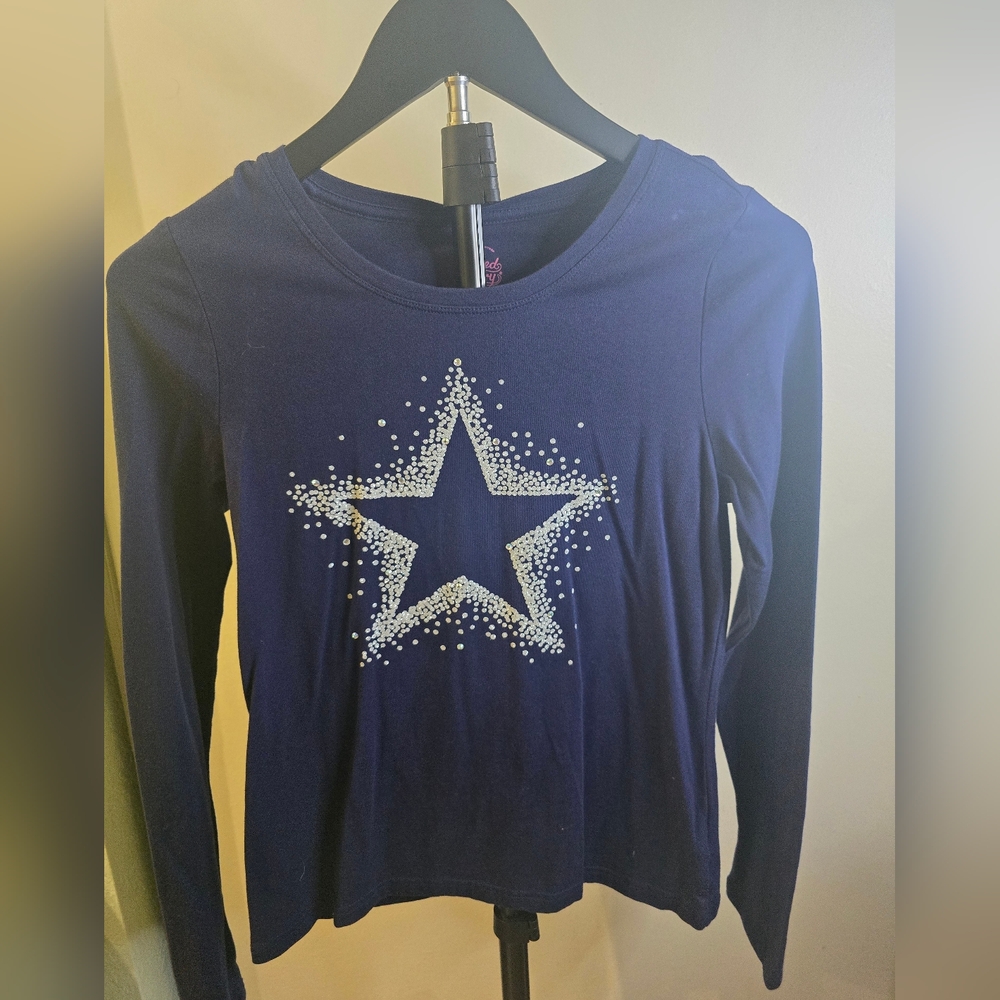Kids Navy Long Sleeve Shirt with Star Design